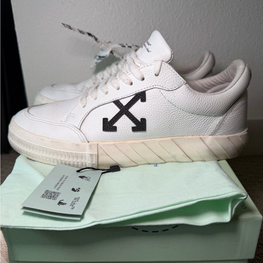 Off White Vulcanized Eco Canvas Sneakers - Picture 6 of 11
